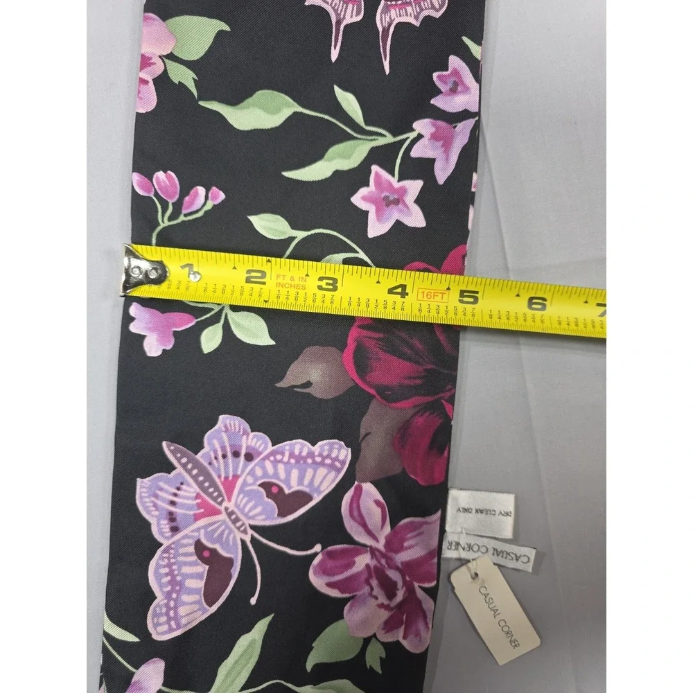 NWT Womens Silk‎ Scarf Butterfly Floral Multi Color Square Tie Casual Corner
